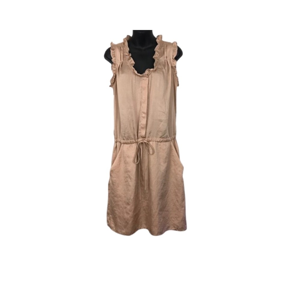 Loft Sleeveless‎ Ruffle Neck Drawstring Waist Dress Casual Size 8